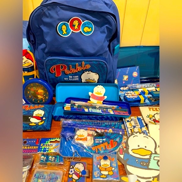 Sanrio Handbags - Vtg 1990-1996 Pekkle backpack with school supplies set
